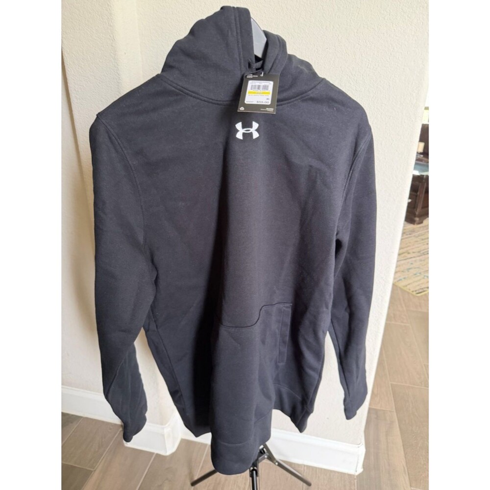 Under Armour Black Hustle Fleece Loose Crewneck Pullover Hoodie M